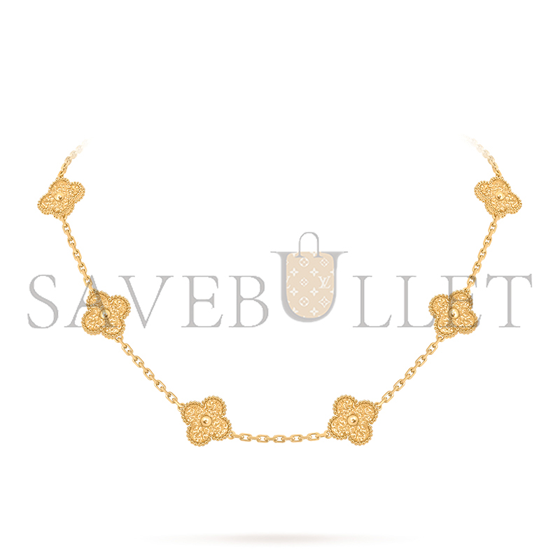 V*n Cl**f arpels vintage alhambra necklace, 10 motifs yellow gold vcaro1id00